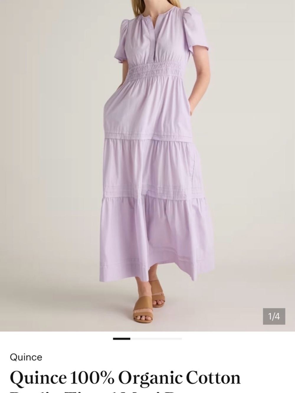 Quince 100% Organic Cotton Poplin Tiered Maxi Dress ⭐⭐⭐⭐⭐ Rating